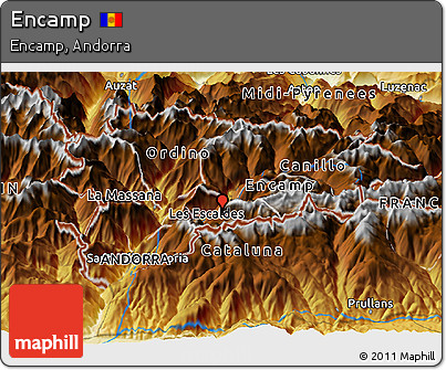 Physical Panoramic Map of Encamp