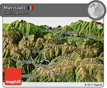Satellite Panoramic Map of Meritxell