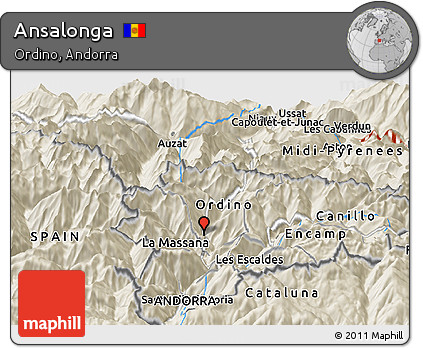 Shaded Relief Panoramic Map of Ansalonga