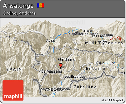 Shaded Relief Panoramic Map of Ansalonga