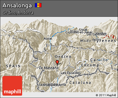 Shaded Relief Panoramic Map of Ansalonga