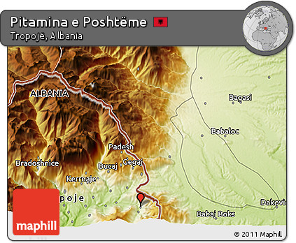 Physical 3D Map of Pitamina E Poshtëme