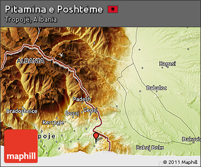 Physical 3D Map of Pitamina E Poshtëme