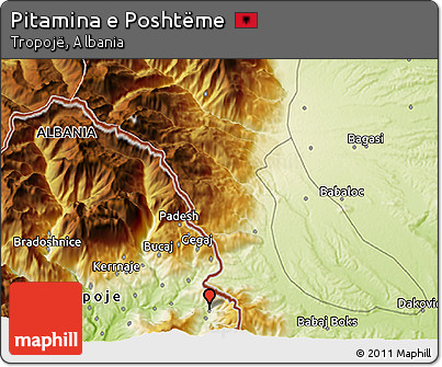 Physical 3D Map of Pitamina E Poshtëme