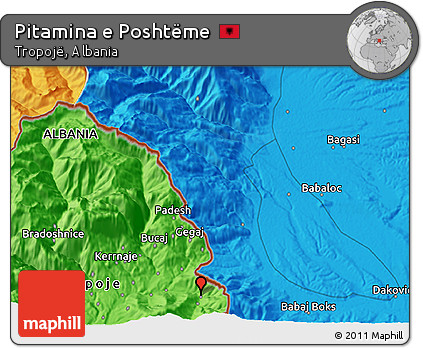 Political 3D Map of Pitamina E Poshtëme