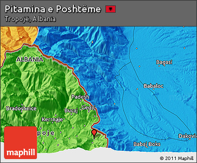 Political 3D Map of Pitamina E Poshtëme