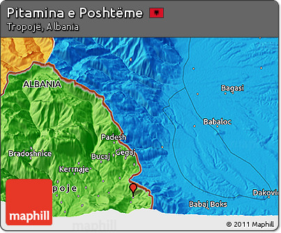 Political 3D Map of Pitamina E Poshtëme
