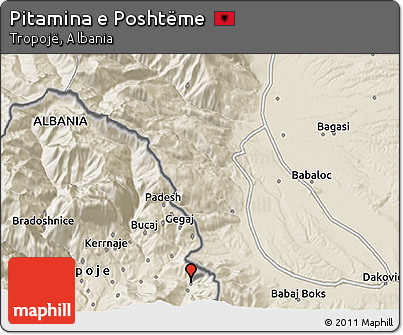 Shaded Relief 3D Map of Pitamina E Poshtëme