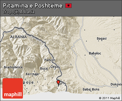 Shaded Relief 3D Map of Pitamina E Poshtëme
