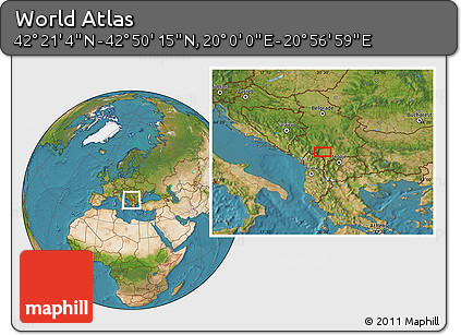 Satellite Location Map of the Area around 42° 35' 40" N, 20° 28' 30" E