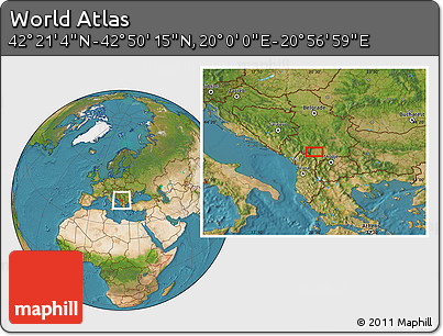 Satellite Location Map of the Area around 42° 35' 40" N, 20° 28' 30" E