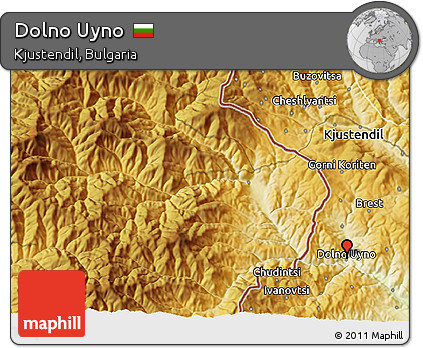 Physical 3D Map of Dolno Uyno