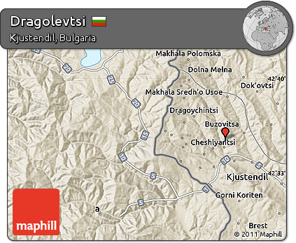 Shaded Relief Map of Dragolevtsi