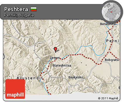 Shaded Relief 3D Map of Peshtera
