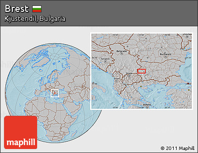 Gray Location Map of Brest, hill shading