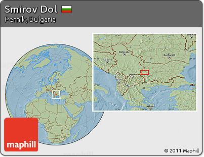 Savanna Style Location Map of Smirov Dol, hill shading