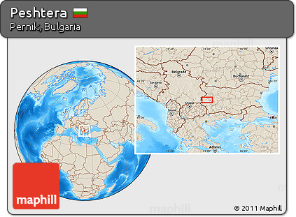 Shaded Relief Location Map of Peshtera