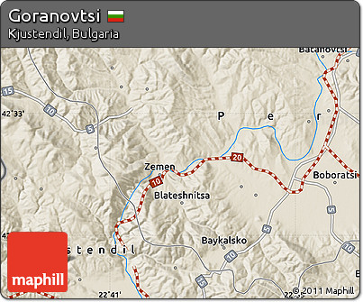 Shaded Relief Map of Goranovtsi