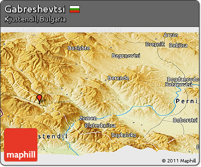 Physical Panoramic Map of Gabreshevtsi