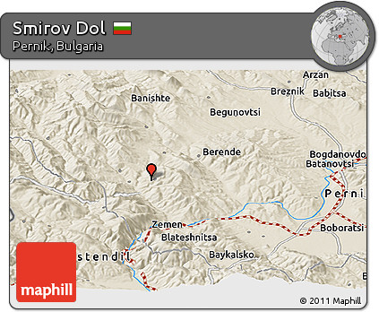 Shaded Relief Panoramic Map of Smirov Dol