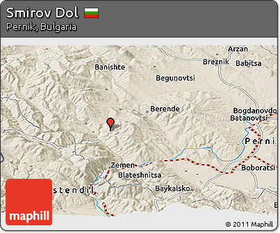 Shaded Relief Panoramic Map of Smirov Dol