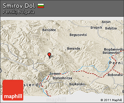 Shaded Relief Panoramic Map of Smirov Dol