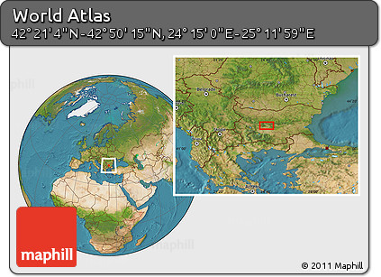 Satellite Location Map of the Area around 42° 35' 40" N, 24° 43' 30" E