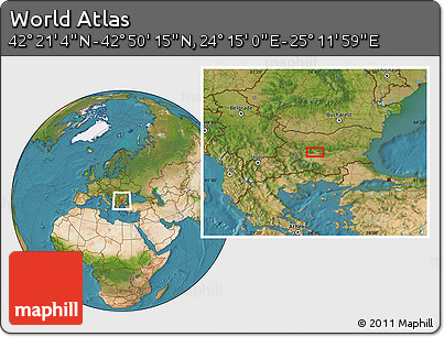 Satellite Location Map of the Area around 42° 35' 40" N, 24° 43' 30" E