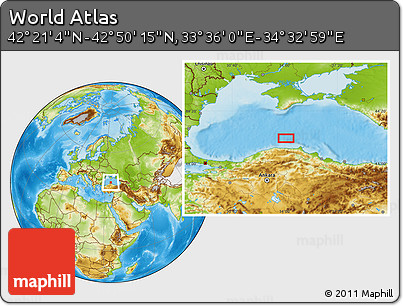 Physical Location Map of the Area around 42° 35' 40" N, 34° 4' 30" E