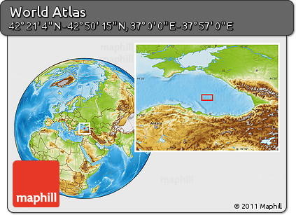 Physical Location Map of the Area around 42° 35' 40" N, 37° 28' 30" E
