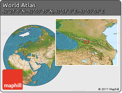 Satellite Location Map of the Area around 42° 35' 40" N, 43° 25' 29" E