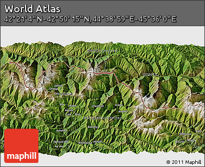 Satellite 3D Map of the Area around 42° 35' 40" N, 45° 7' 30" E