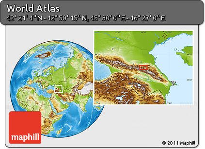 Physical Location Map of the Area around 42° 35' 40" N, 45° 58' 30" E