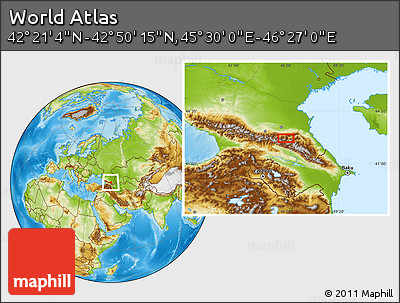 Physical Location Map of the Area around 42° 35' 40" N, 45° 58' 30" E