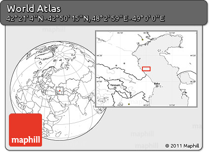 Blank Location Map of the Area around 42° 35' 40" N, 48° 31' 29" E