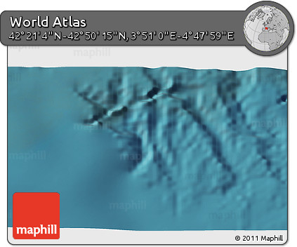 Satellite 3D Map of the Area around 42° 35' 40" N, 4° 19' 30" E
