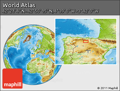 Physical Location Map of the Area around 42° 35' 40" N, 4° 10' 30" W