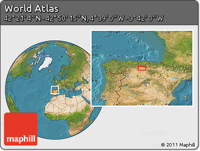 Satellite Location Map of the Area around 42° 35' 40" N, 4° 10' 30" W