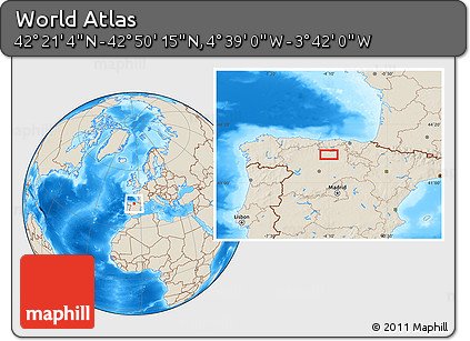 Shaded Relief Location Map of the Area around 42° 35' 40" N, 4° 10' 30" W