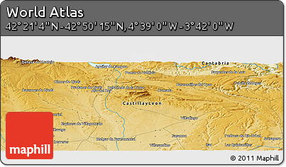 Physical Panoramic Map of the Area around 42° 35' 40" N, 4° 10' 30" W