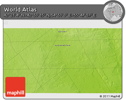 Physical 3D Map of the Area around 42° 35' 40" N, 55° 19' 30" E