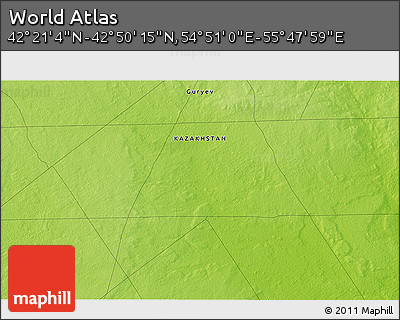 Physical 3D Map of the Area around 42° 35' 40" N, 55° 19' 30" E