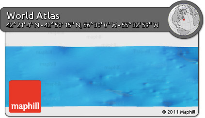 Shaded Relief Panoramic Map of the Area around 42° 35' 40" N, 56° 1' 29" W