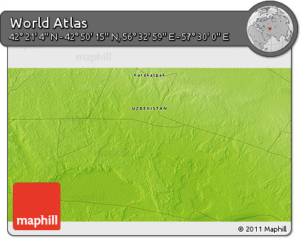 Physical 3D Map of the Area around 42° 35' 40" N, 57° 1' 29" E