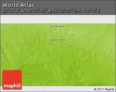 Physical 3D Map of the Area around 42° 35' 40" N, 57° 1' 29" E