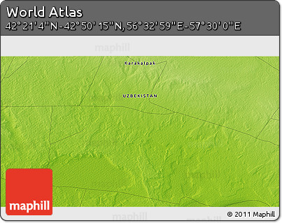Physical 3D Map of the Area around 42° 35' 40" N, 57° 1' 29" E