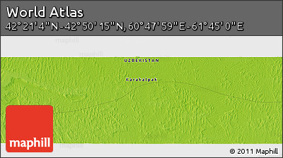 Physical Panoramic Map of the Area around 42° 35' 40" N, 61° 16' 29" E