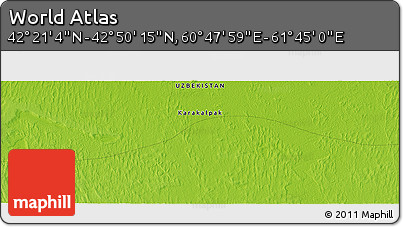 Physical Panoramic Map of the Area around 42° 35' 40" N, 61° 16' 29" E
