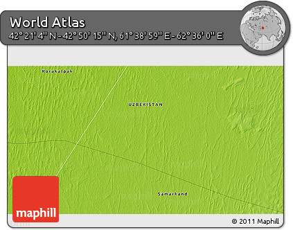 Physical 3D Map of the Area around 42° 35' 40" N, 62° 7' 30" E