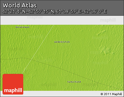 Physical 3D Map of the Area around 42° 35' 40" N, 62° 7' 30" E